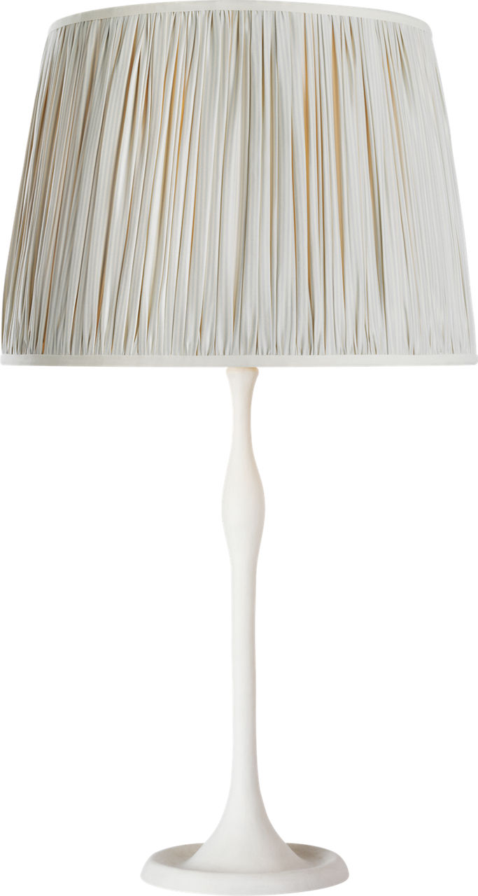 Romero Medium Table Lamp | Plaster White | Schumacher 16" Blue Charee Stripe Pleated Empire Shade