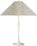 Romero Medium Table Lamp | Plaster White | Schumacher 19" Taupe Abstract Leaf Flare Shade