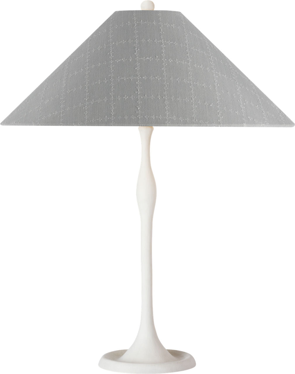 Romero Medium Table Lamp | Plaster White | Schumacher 19" Sky Elin Check Flare Shade