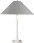 Romero Medium Table Lamp | Plaster White | Schumacher 19" Sky Elin Check Flare Shade