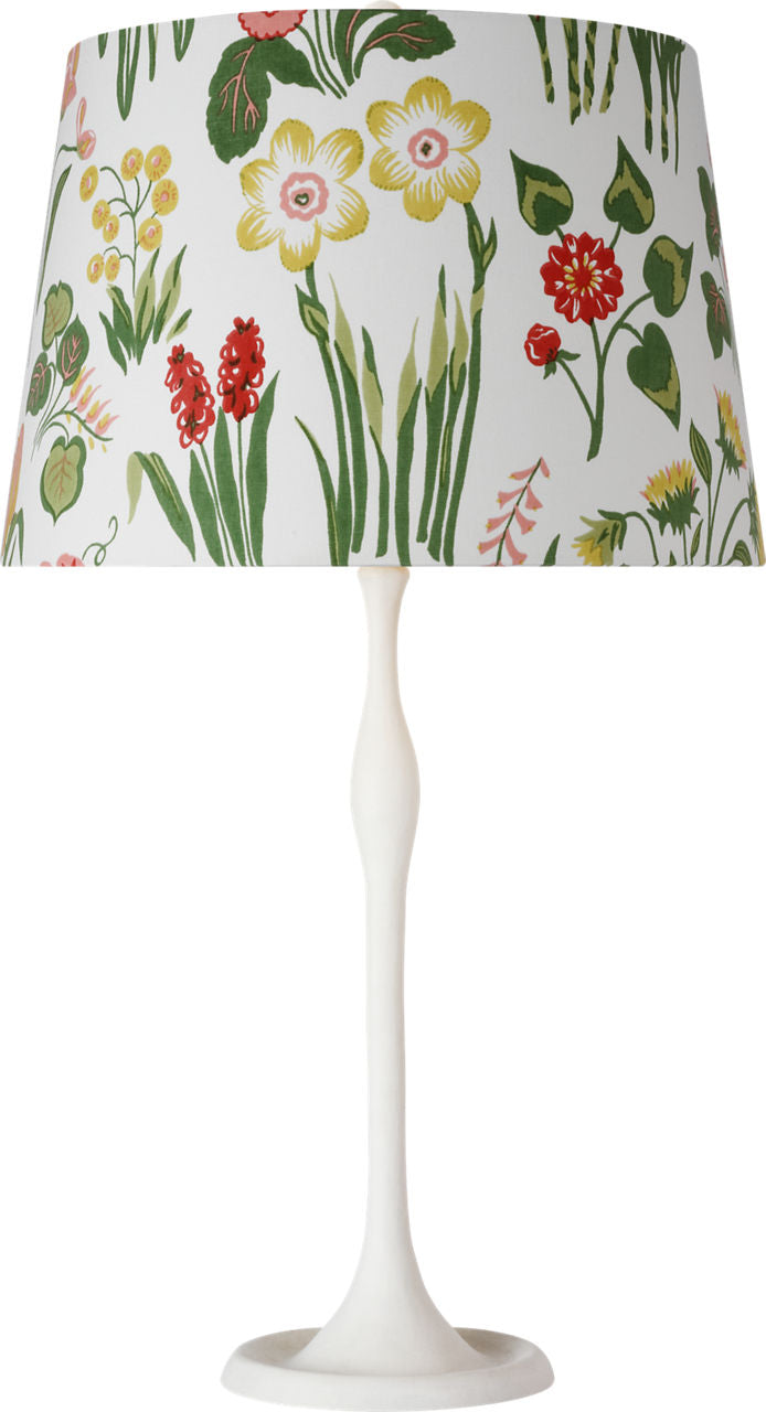 Romero Medium Table Lamp | Plaster White | Schumacher 16" Pink Carly Empire Shade