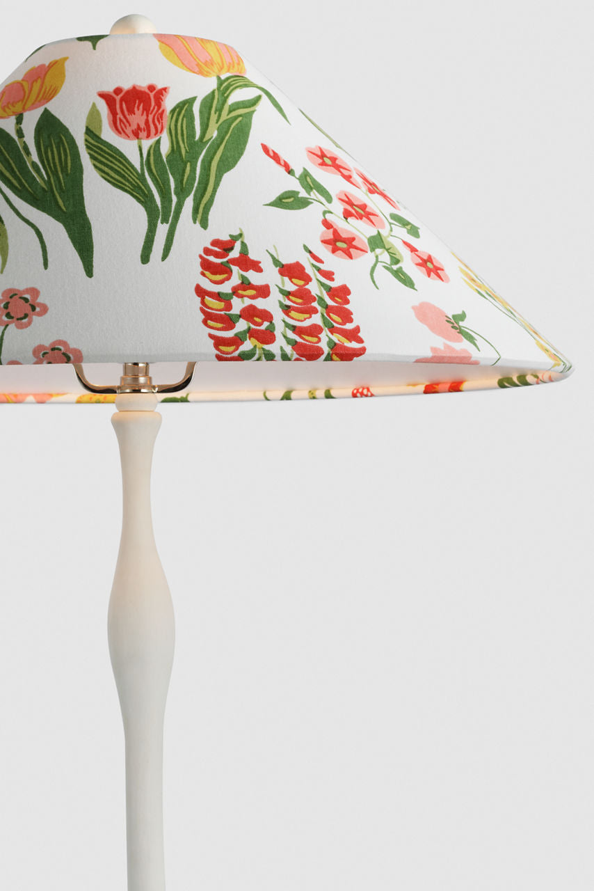 Romero Medium Table Lamp | Plaster White | Schumacher 19" Pink Carly Flare Shade