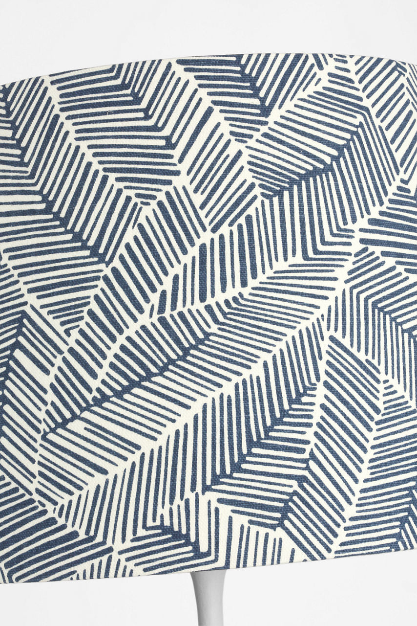 Romero Medium Table Lamp | Plaster White | Schumacher 16" Navy Abstract Leaf Empire Shade