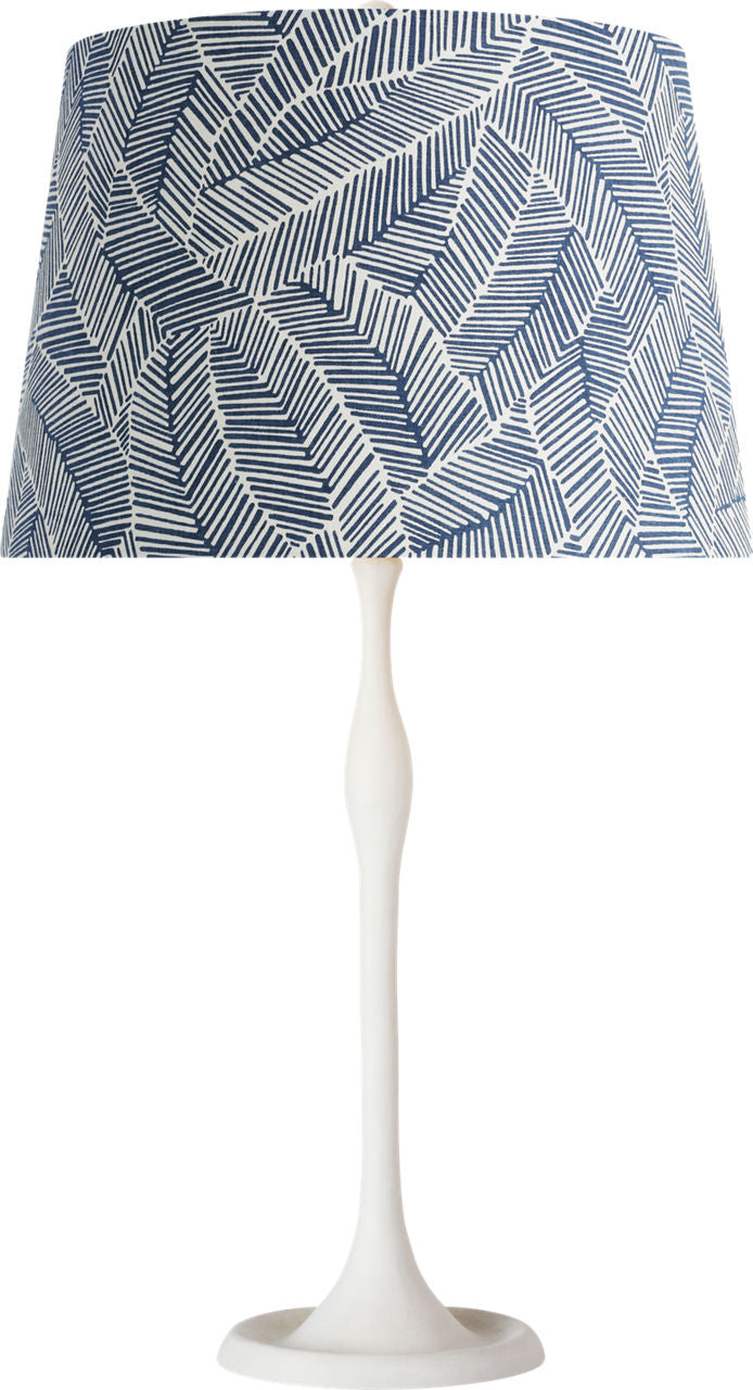 Romero Medium Table Lamp | Plaster White | Schumacher 16" Navy Abstract Leaf Empire Shade