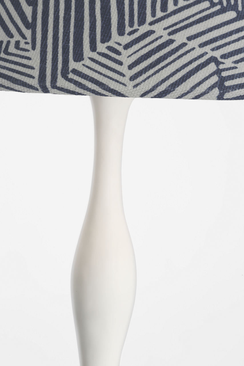 Romero Medium Table Lamp | Plaster White | Schumacher 19" Navy Abstract Leaf Flare Shade
