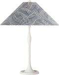 Romero Medium Table Lamp | Plaster White | Schumacher 19" Navy Abstract Leaf Flare Shade