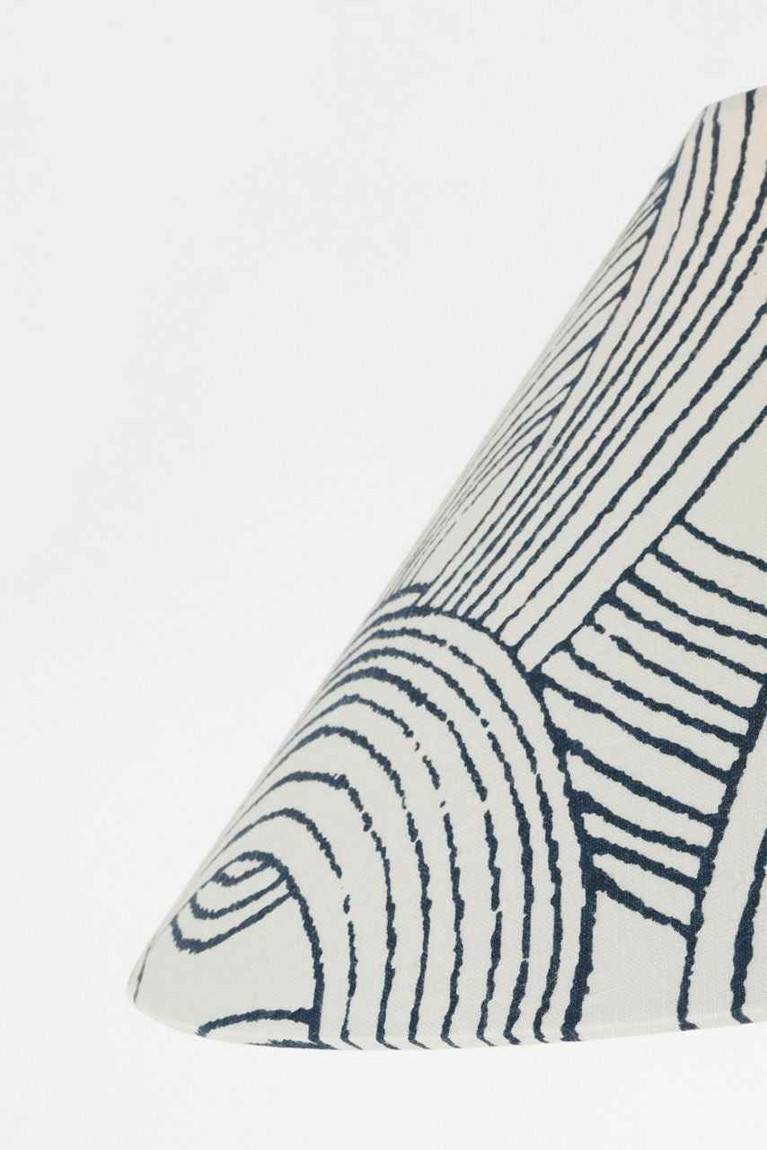 Romero Medium Table Lamp | Plaster White | Schumacher 19" Blue Freeform Flare Shade