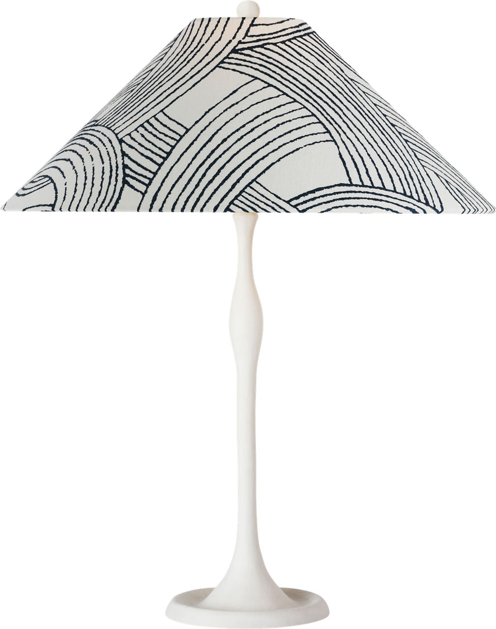 Romero Medium Table Lamp | Plaster White | Schumacher 19" Blue Freeform Flare Shade