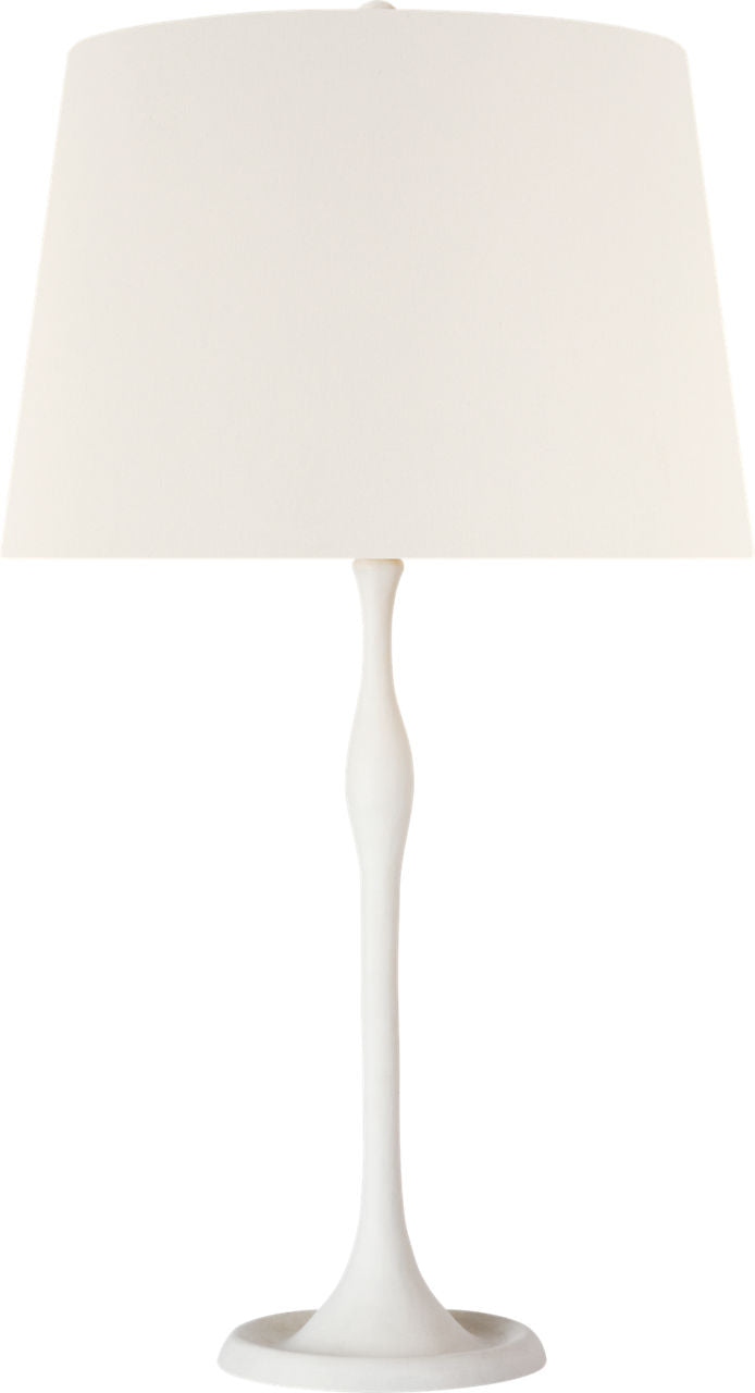 Romero Medium Table Lamp | Plaster White | 16" Linen Empire Shade