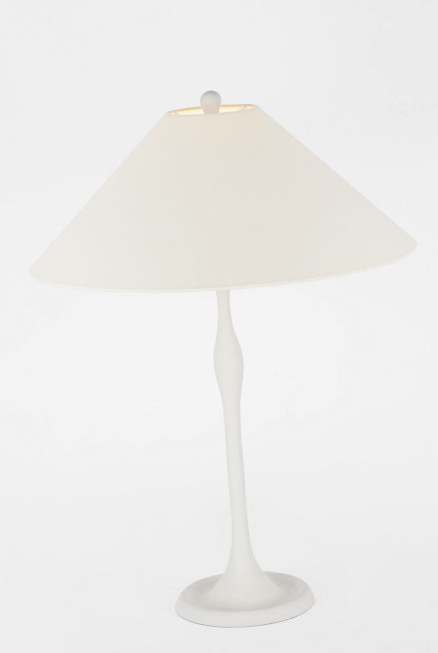 Romero Medium Table Lamp | Plaster White | 19" Linen Flare Shade