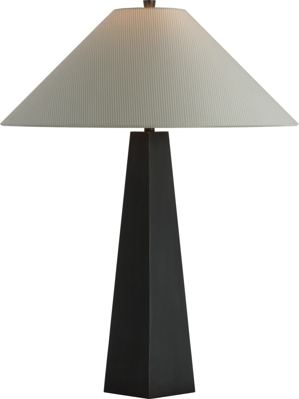 Zoran Medium Table Lamp | Bronze | Schumacher 21" Blue Charee Stripe Flare Shade