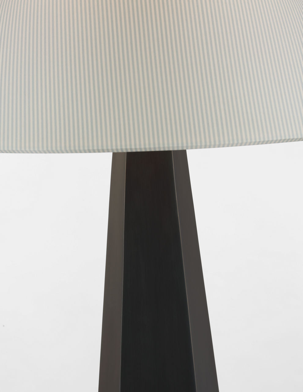 Zoran Medium Table Lamp | Bronze | Schumacher 21" Blue Charee Stripe Flare Shade