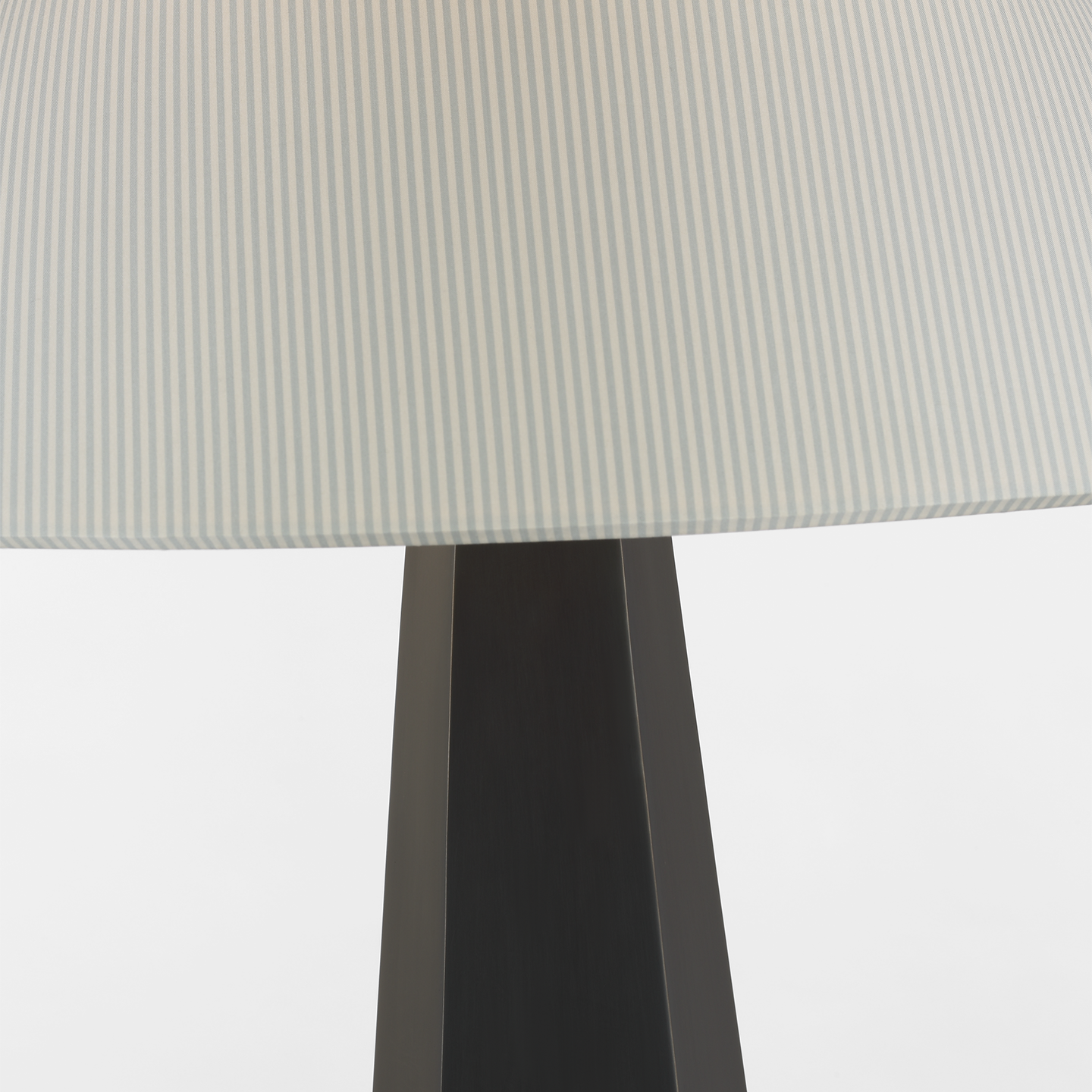 Zoran Medium Table Lamp | Bronze | Schumacher 21" Blue Charee Stripe Flare Shade