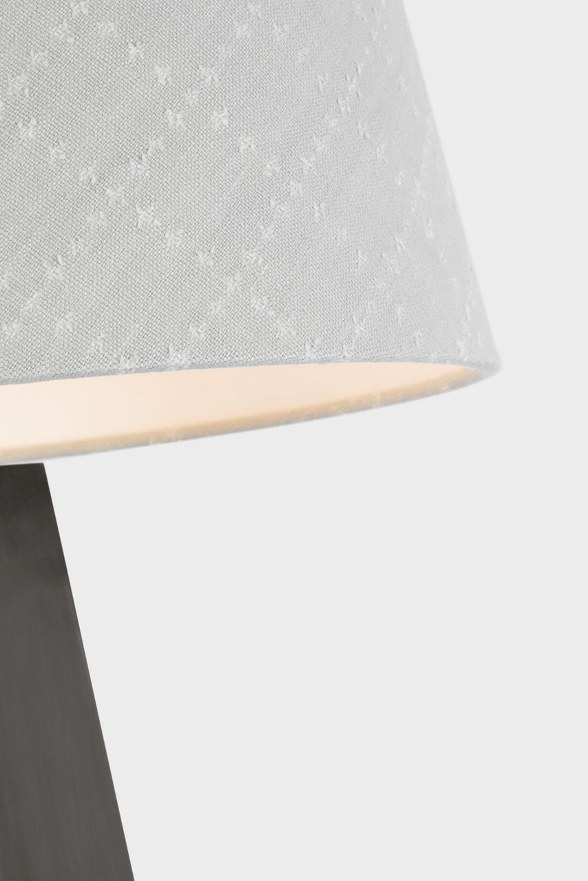 Zoran Medium Table Lamp | Bronze | Schumacher 16" Sky Elin Check Empire Shade