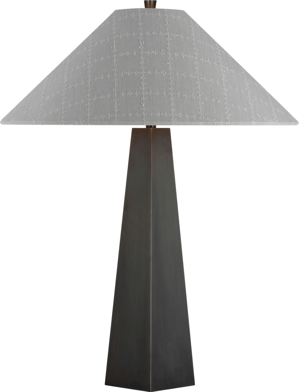 Zoran Medium Table Lamp | Bronze | Schumacher 21" Sky Elin Check Flare Shade