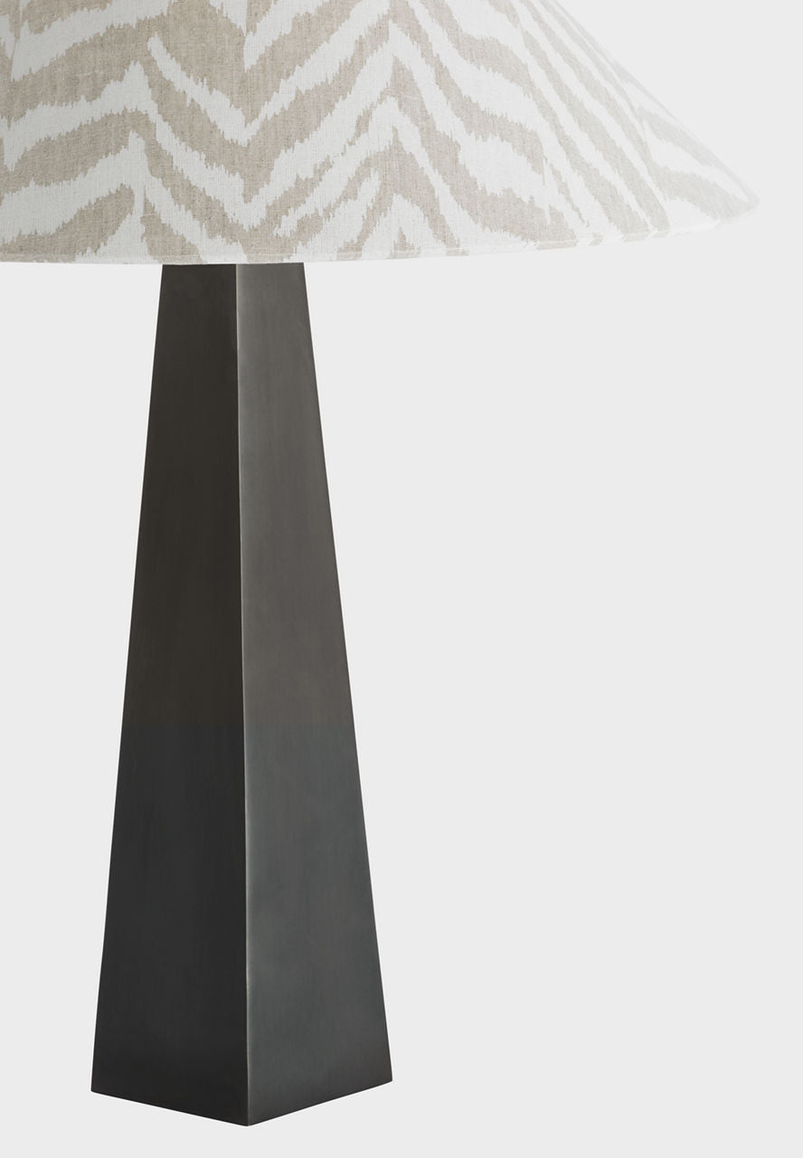 Zoran Medium Table Lamp | Bronze | Schumacher 21" Natural Quincy Flare Shade