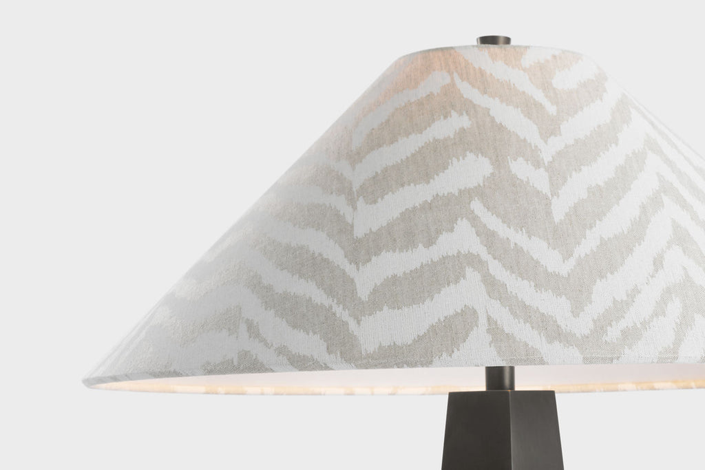 Zoran Medium Table Lamp | Bronze | Schumacher 21" Natural Quincy Flare Shade