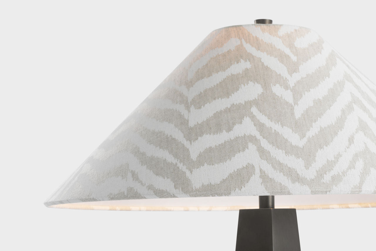 Zoran Medium Table Lamp | Bronze | Schumacher 21" Natural Quincy Flare Shade