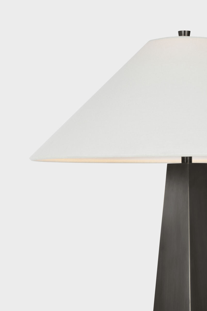 Zoran Medium Table Lamp | Bronze | 21" Linen Flare Shade