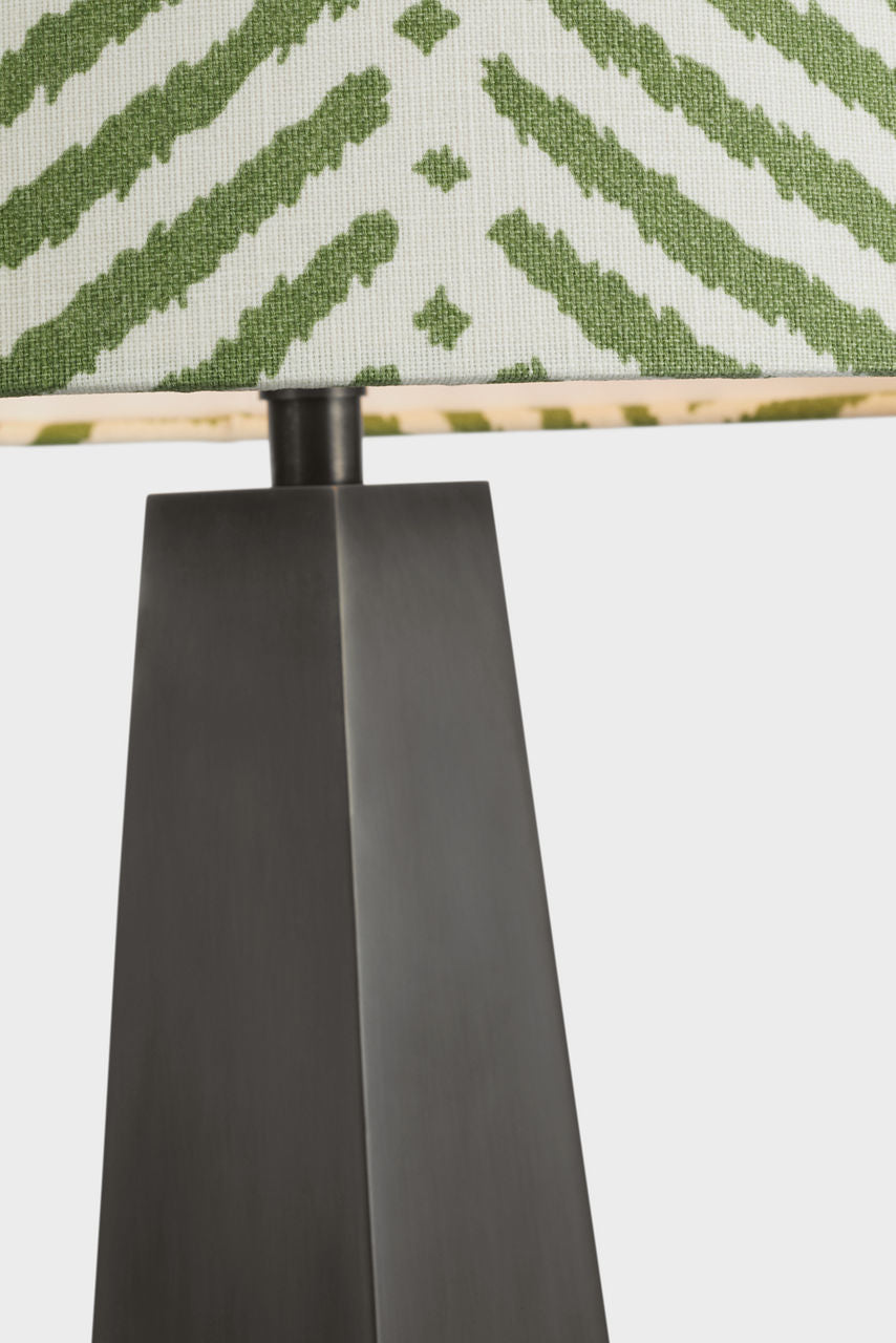 Zoran Medium Table Lamp | Bronze | Schumacher 16" Verde La Jolla Empire Shade