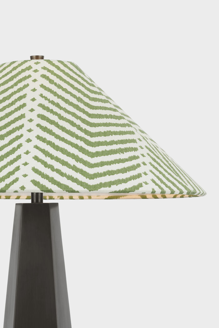 Zoran Medium Table Lamp | Bronze | Schumacher 21" Verde La Jolla Flare Shade