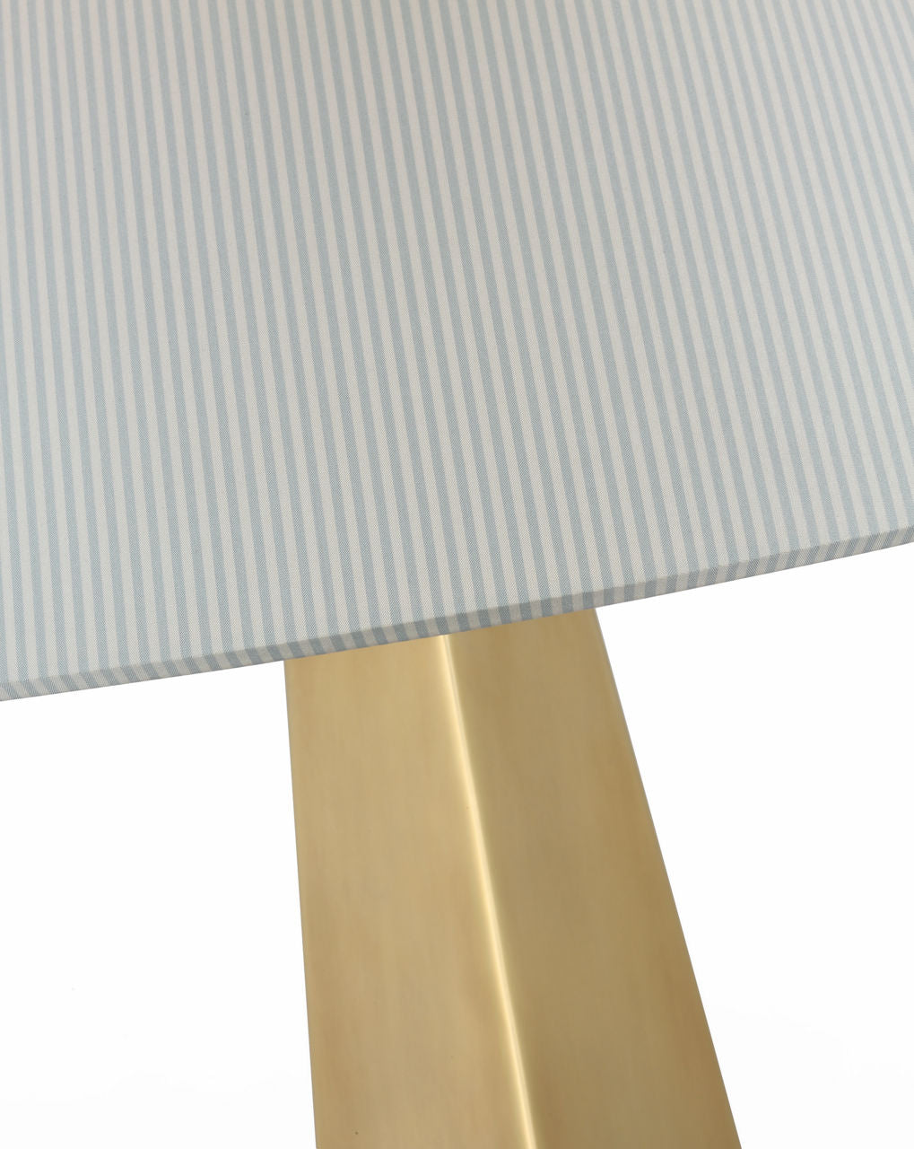 Zoran Medium Table Lamp | Hand-Rubbed Antique Brass | Schumacher 21" Blue Charee Stripe Flare Shade