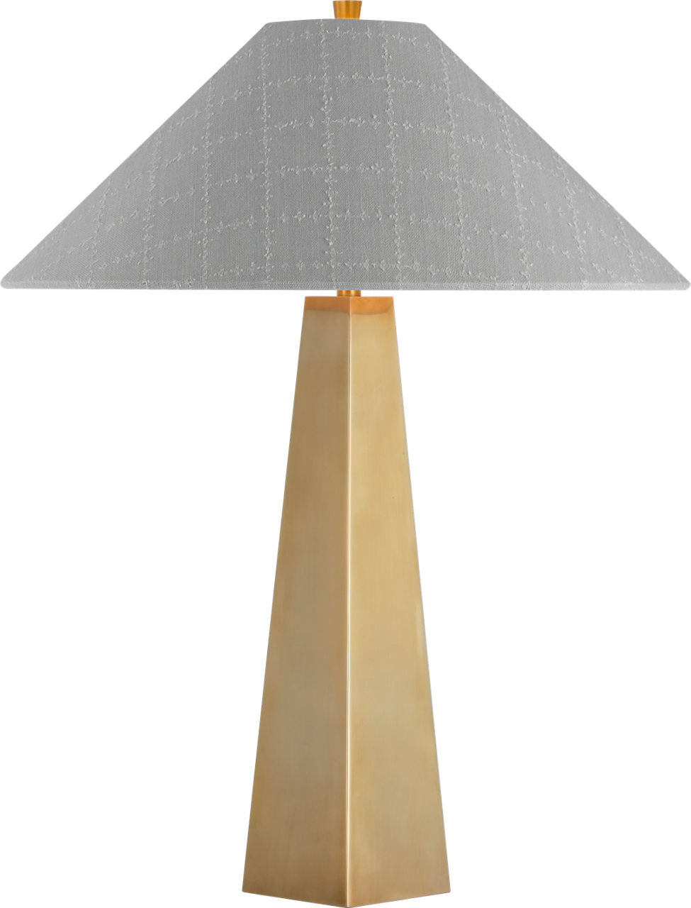 Zoran Medium Table Lamp | Hand-Rubbed Antique Brass | Schumacher 21" Sky Elin Check Flare Shade