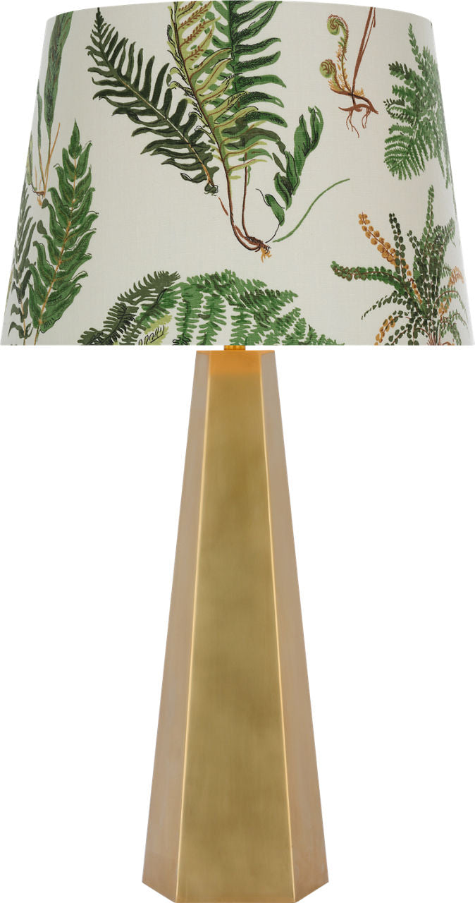 Zoran Medium Table Lamp | Hand-Rubbed Antique Brass | Schumacher 16" Document Les Fougeres Empire Shade