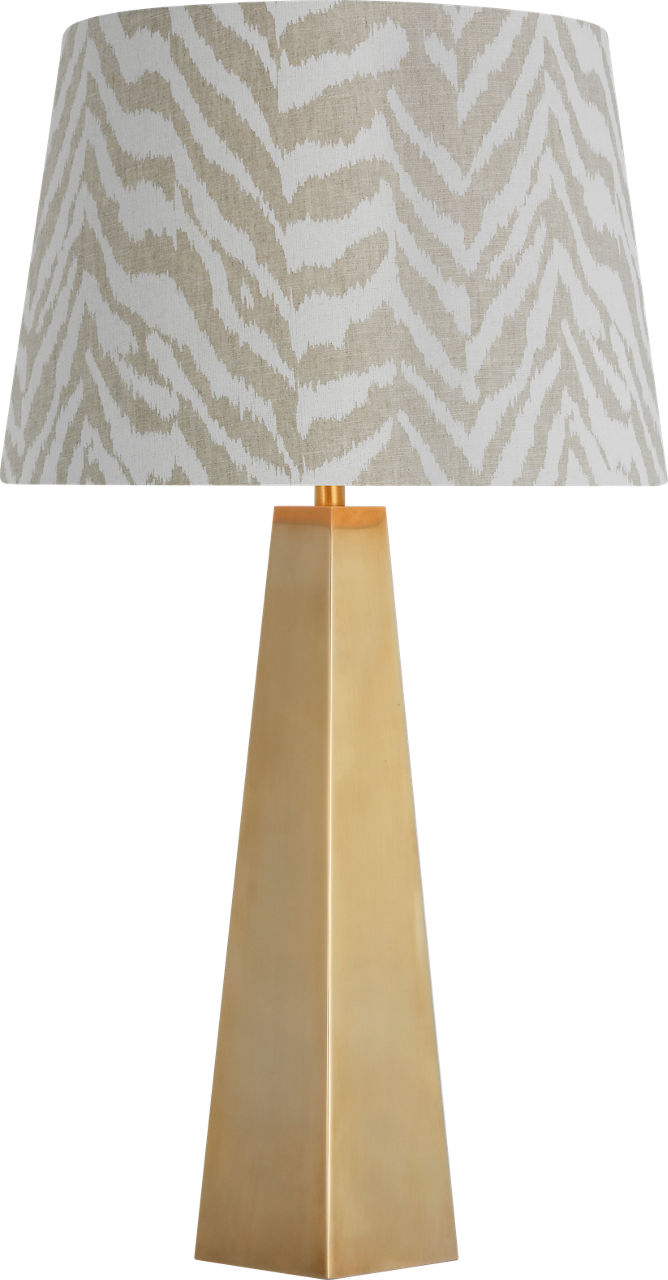 Zoran Medium Table Lamp | Hand-Rubbed Antique Brass | Schumacher 16" Natural Quincy Empire Shade