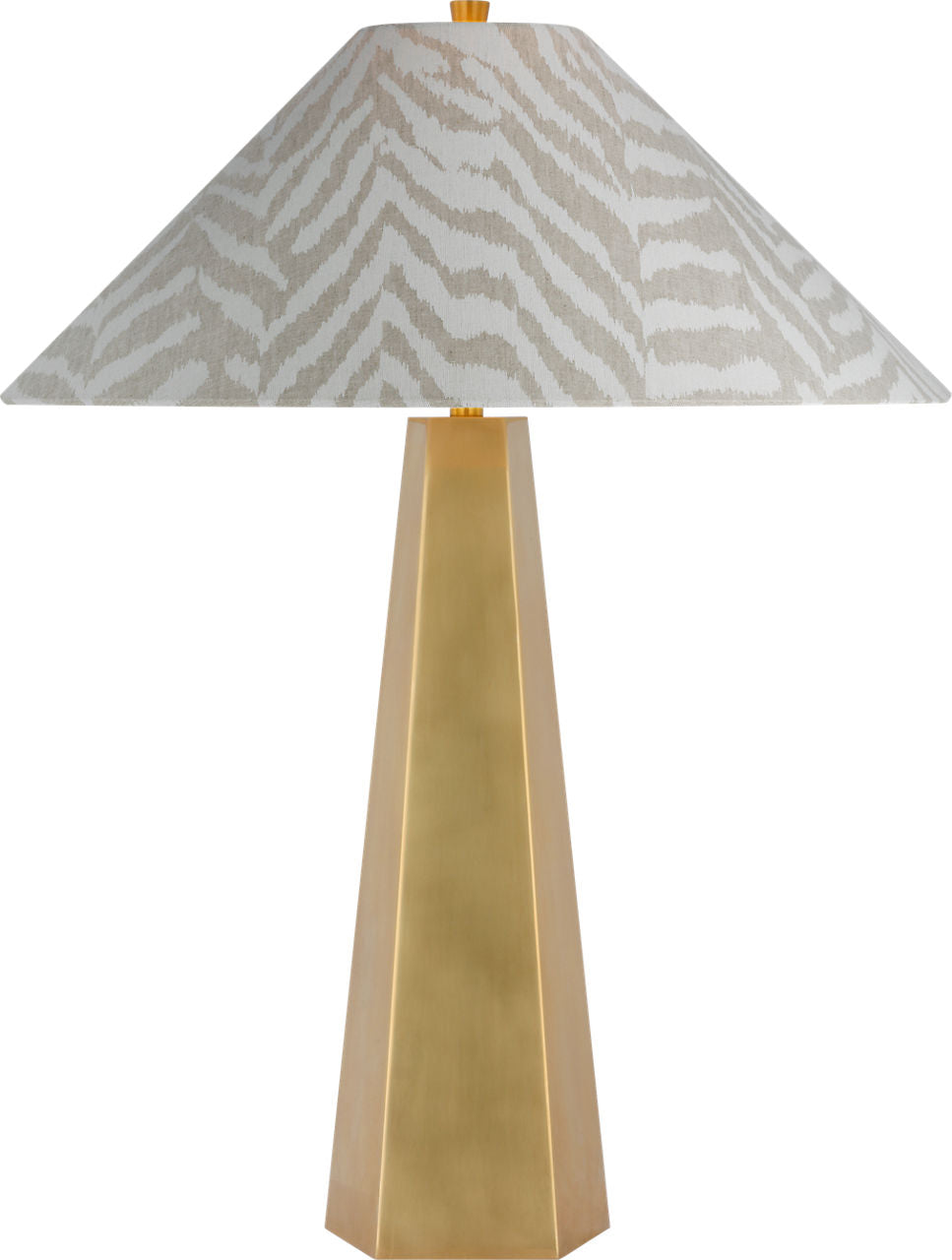Zoran Medium Table Lamp | Hand-Rubbed Antique Brass | Schumacher Natural Quincy Flare Shade