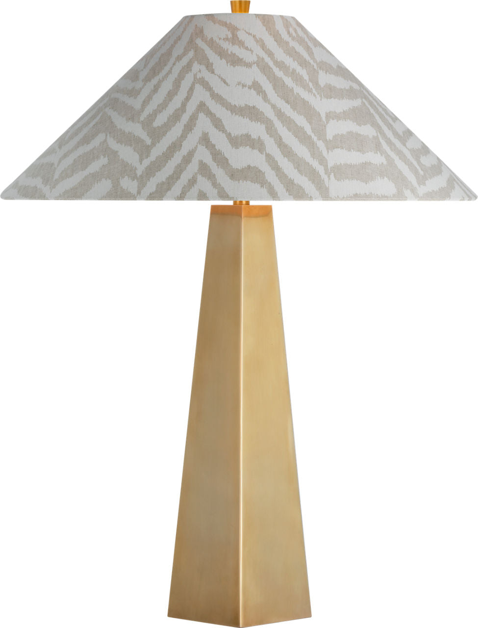 Zoran Medium Table Lamp | Hand-Rubbed Antique Brass | Schumacher Natural Quincy Flare Shade