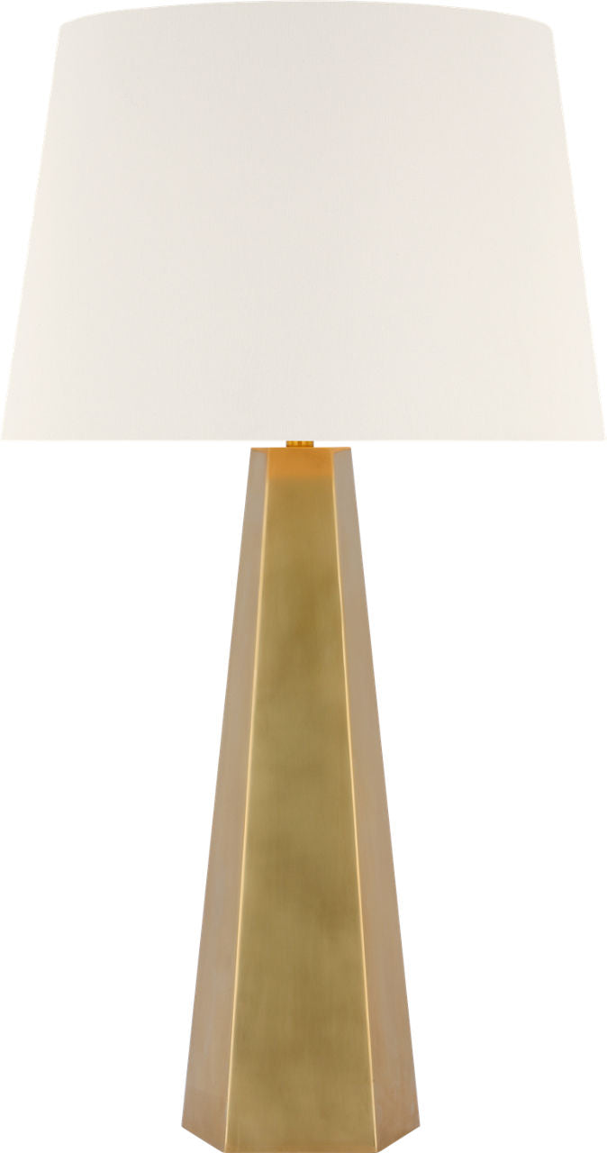 Zoran Medium Table Lamp | Hand-Rubbed Antique Brass | 16" Linen Empire Shade