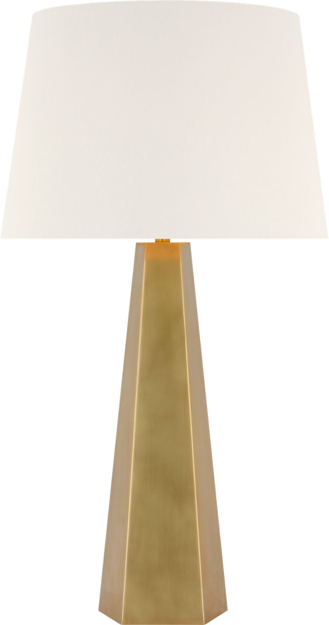 Zoran Medium Table Lamp | Hand-Rubbed Antique Brass | 16" Linen Empire Shade