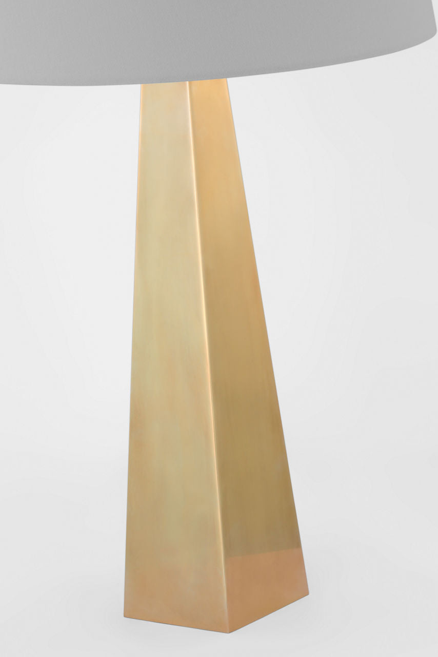 Zoran Medium Table Lamp | Hand-Rubbed Antique Brass | 16" Linen Empire Shade