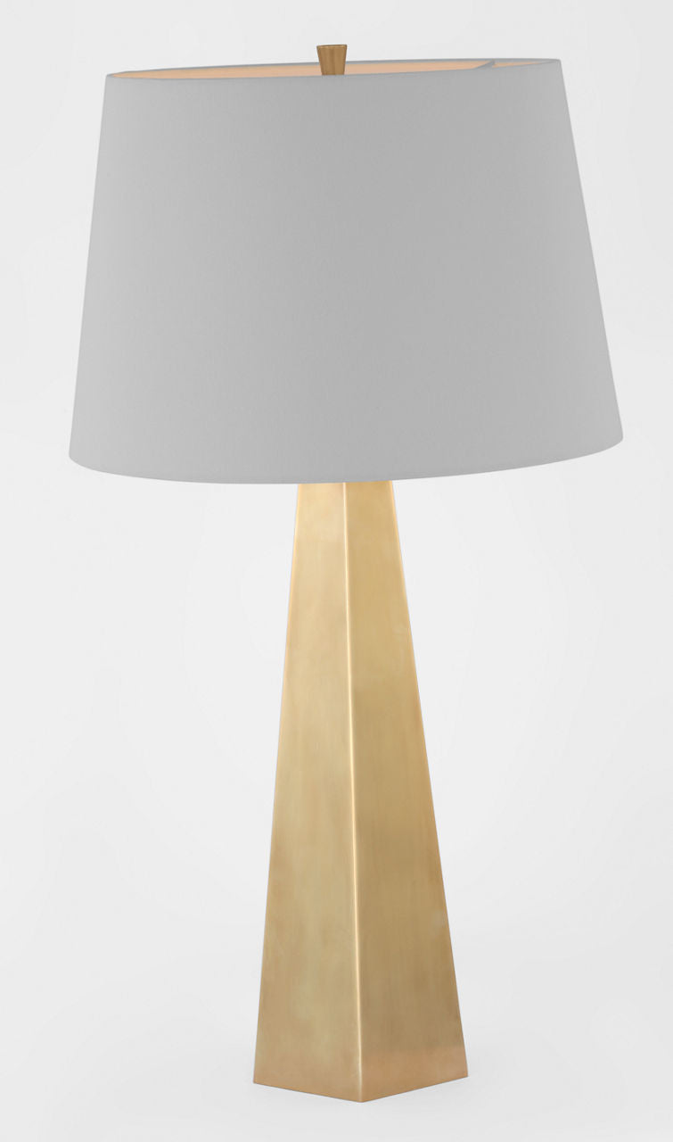 Zoran Medium Table Lamp | Hand-Rubbed Antique Brass | 16" Linen Empire Shade
