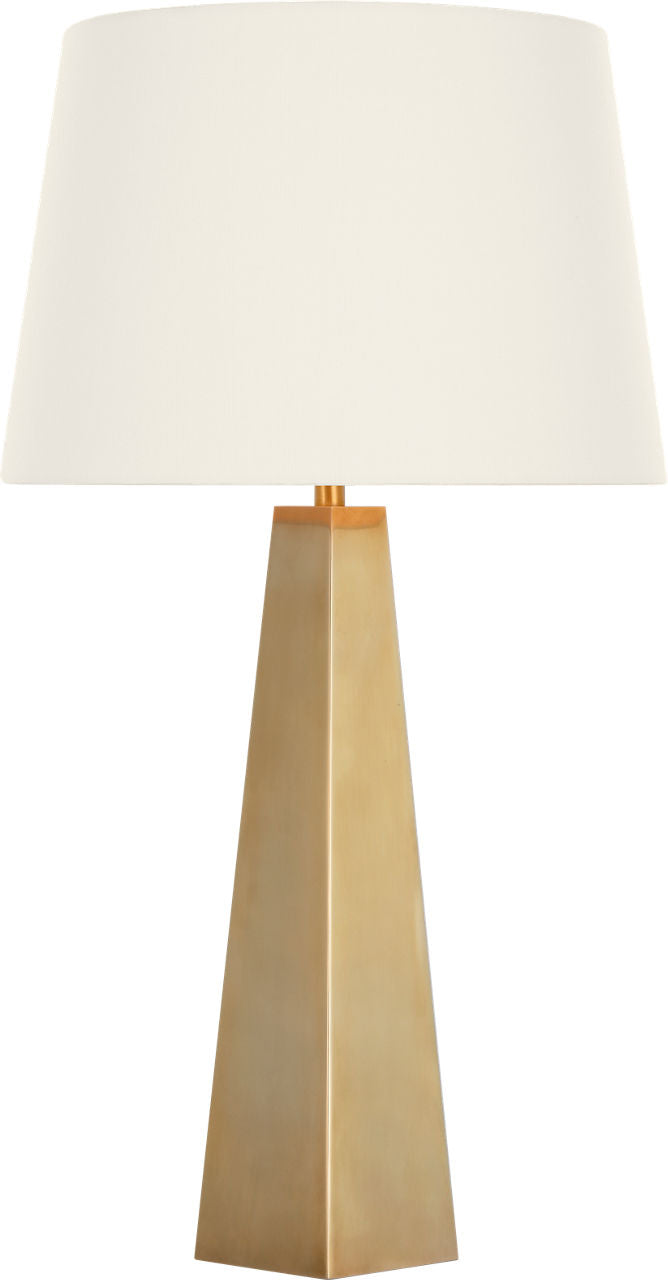 Zoran Medium Table Lamp | Hand-Rubbed Antique Brass | 16" Linen Empire Shade