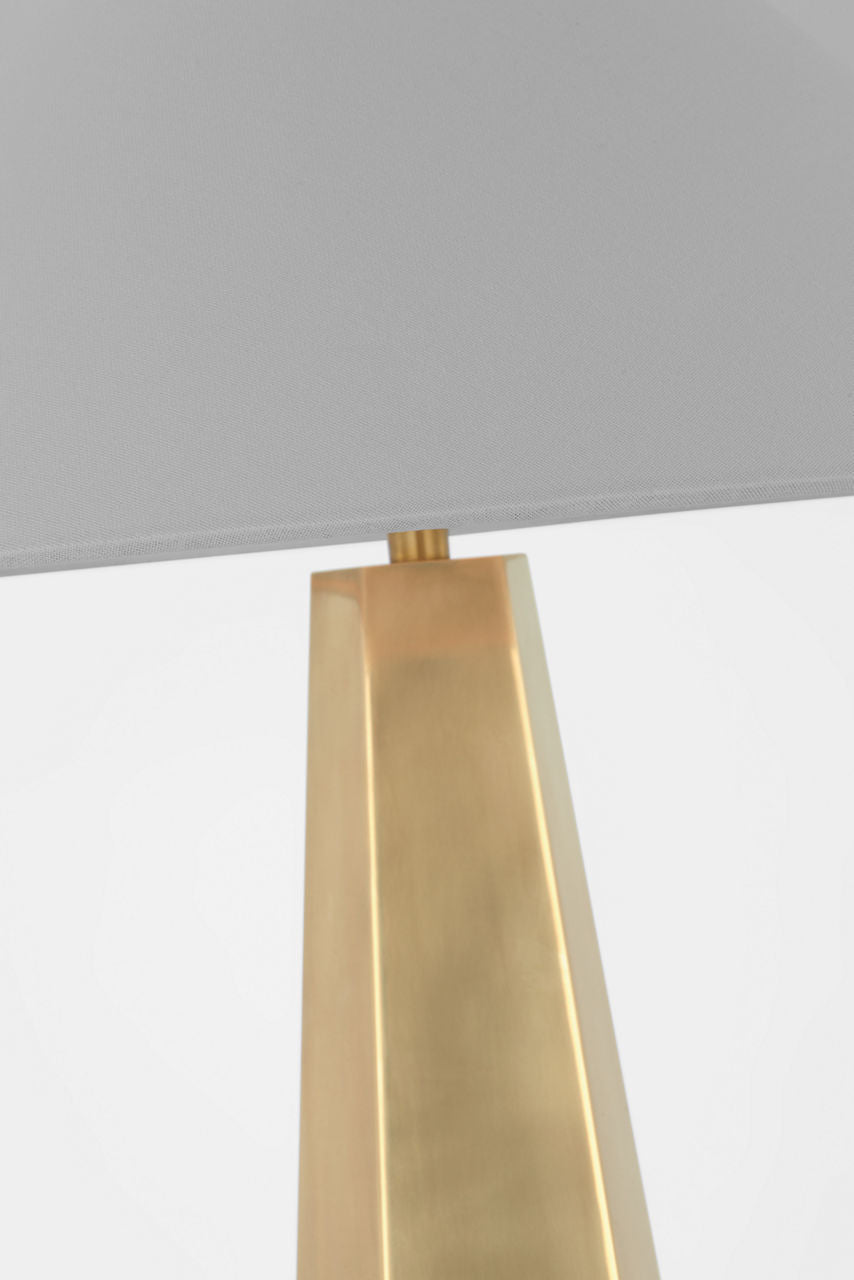 Zoran Medium Table Lamp | Hand-Rubbed Antique Brass | 21" Linen Flare Shade