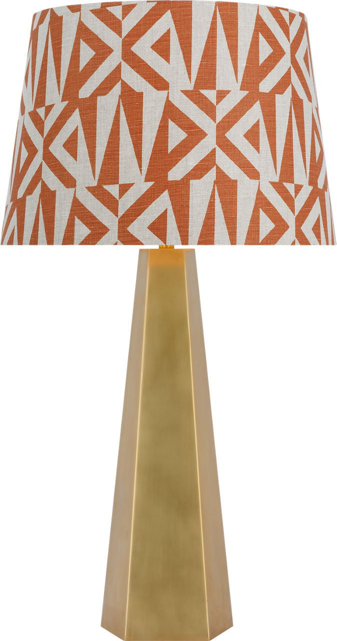 Zoran Medium Table Lamp | Hand-Rubbed Antique Brass | Schumacher 16" Brick Amero Empire Shade