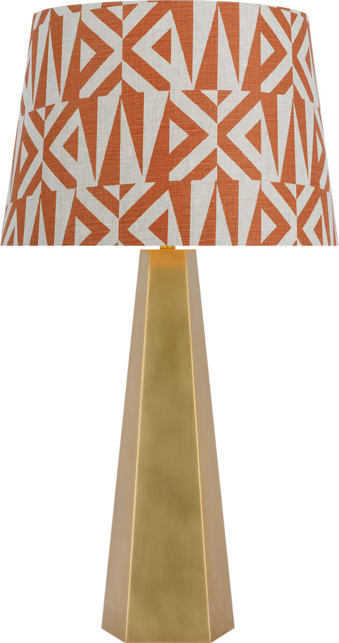 Zoran Medium Table Lamp | Hand-Rubbed Antique Brass | Schumacher 16" Brick Amero Empire Shade