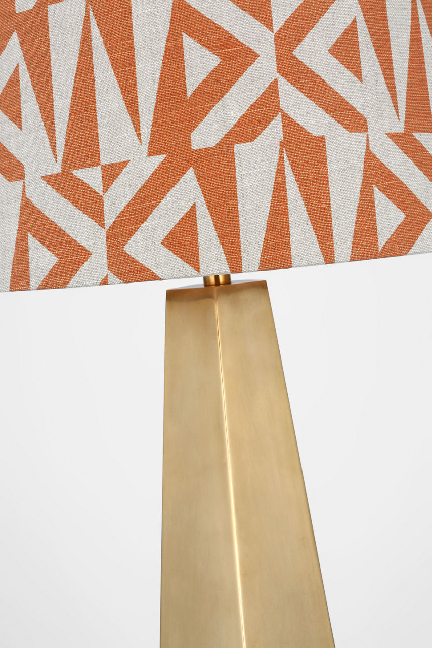 Zoran Medium Table Lamp | Hand-Rubbed Antique Brass | Schumacher 16" Brick Amero Empire Shade