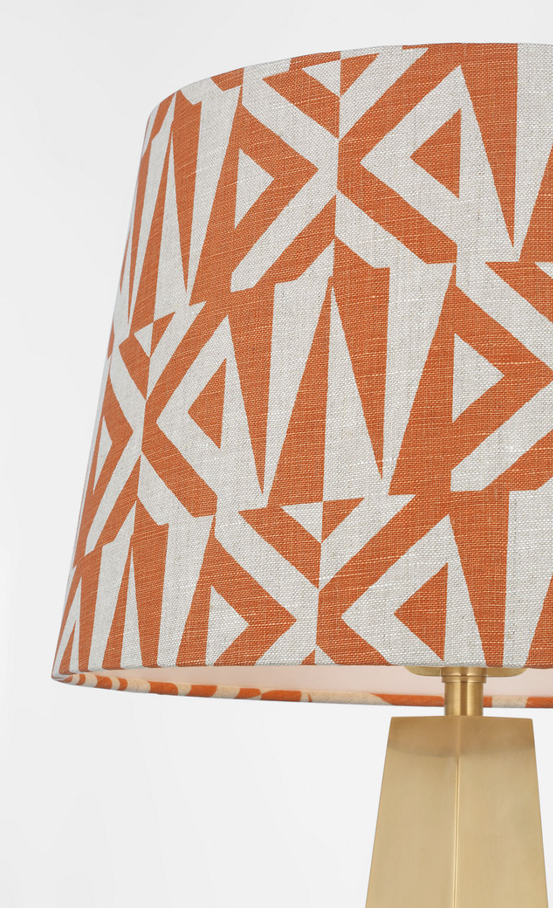 Zoran Medium Table Lamp | Hand-Rubbed Antique Brass | Schumacher 16" Brick Amero Empire Shade