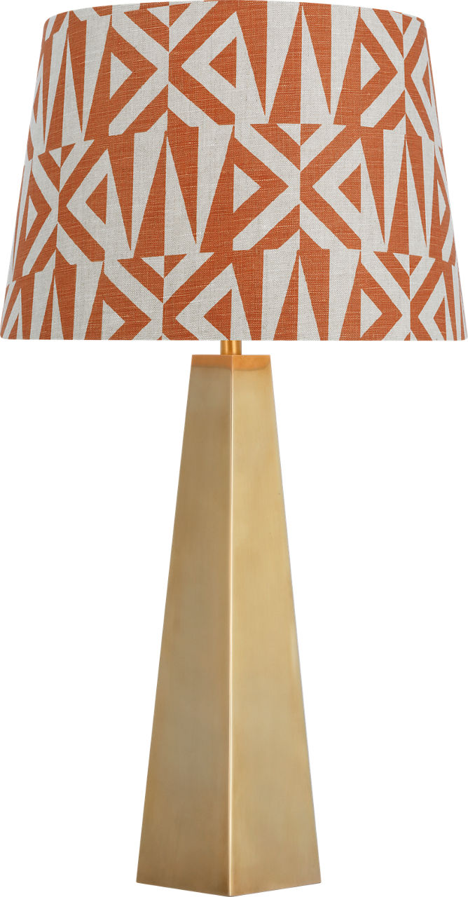 Zoran Medium Table Lamp | Hand-Rubbed Antique Brass | Schumacher 16" Brick Amero Empire Shade