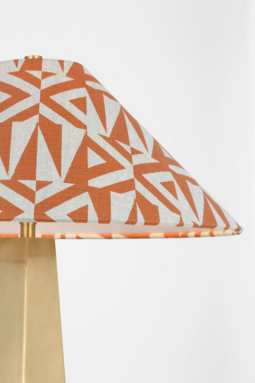 Zoran Medium Table Lamp | Hand-Rubbed Antique Brass | Schumacher 21" Brick Amero Flare Shade