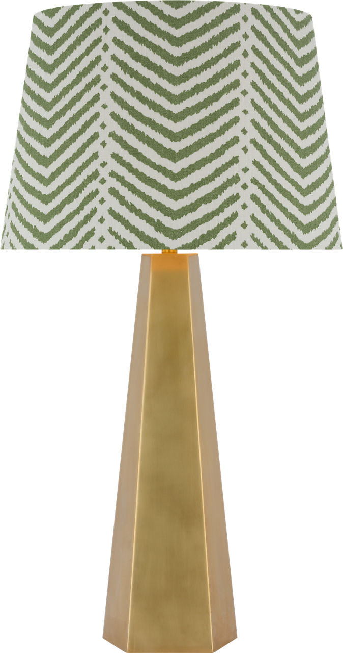Zoran Medium Table Lamp | Hand-Rubbed Antique Brass | Schumacher 16" Verde La Jolla Empire Shade