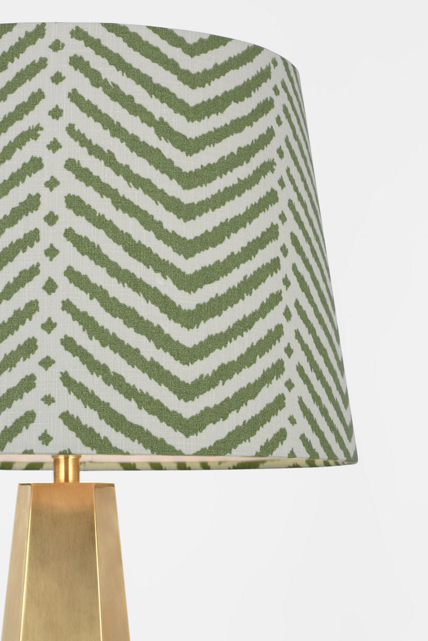 Zoran Medium Table Lamp | Hand-Rubbed Antique Brass | Schumacher 16" Verde La Jolla Empire Shade