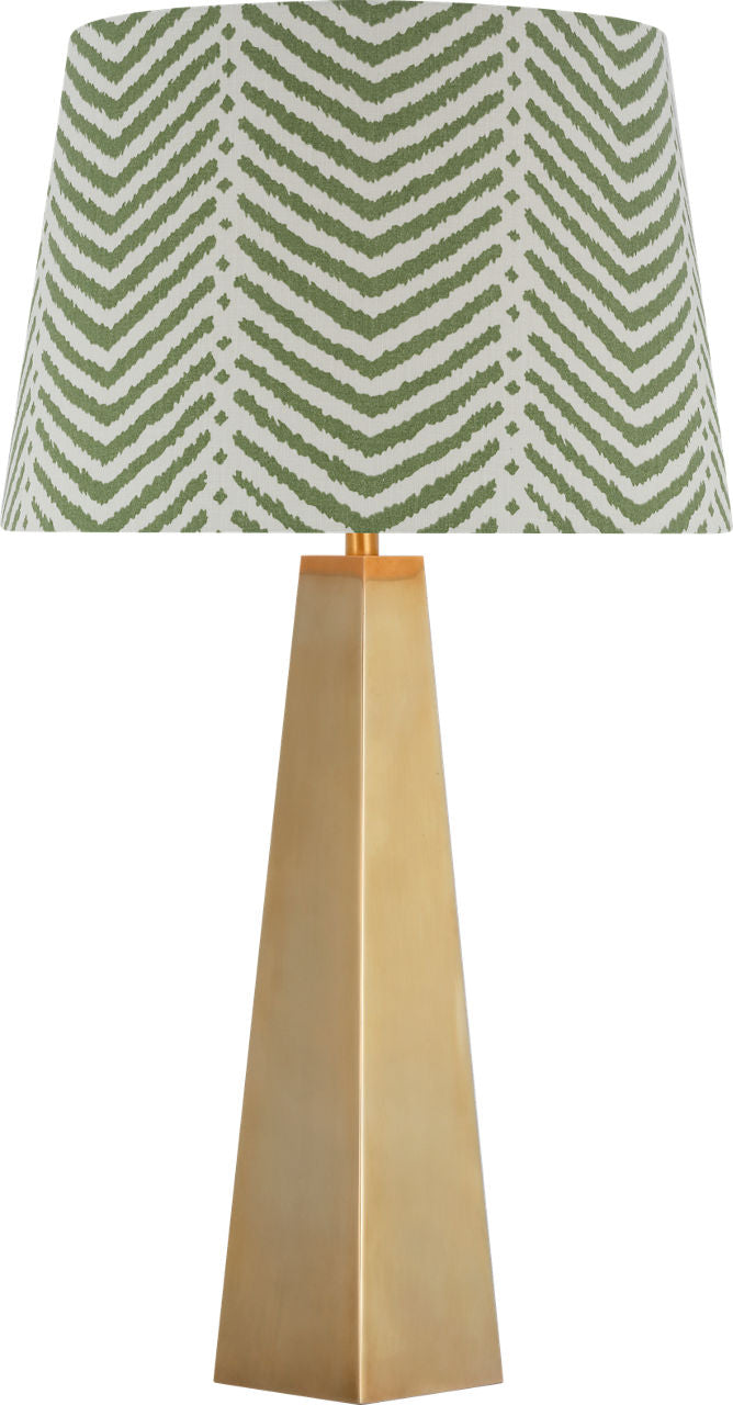Zoran Medium Table Lamp | Hand-Rubbed Antique Brass | Schumacher 16" Verde La Jolla Empire Shade