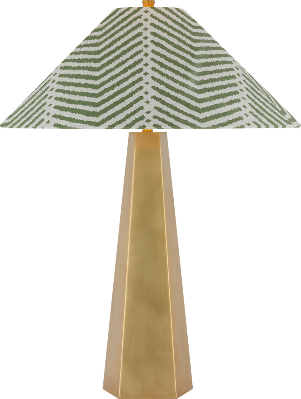 Zoran Medium Table Lamp | Hand-Rubbed Antique Brass | Schumacher 21" Verde La Jolla Flare Shade