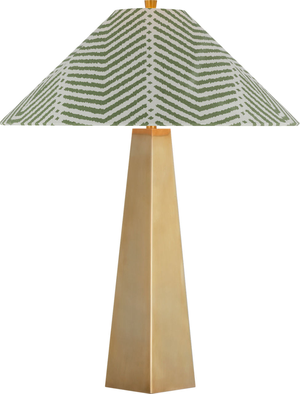 Zoran Medium Table Lamp | Hand-Rubbed Antique Brass | Schumacher 21" Verde La Jolla Flare Shade