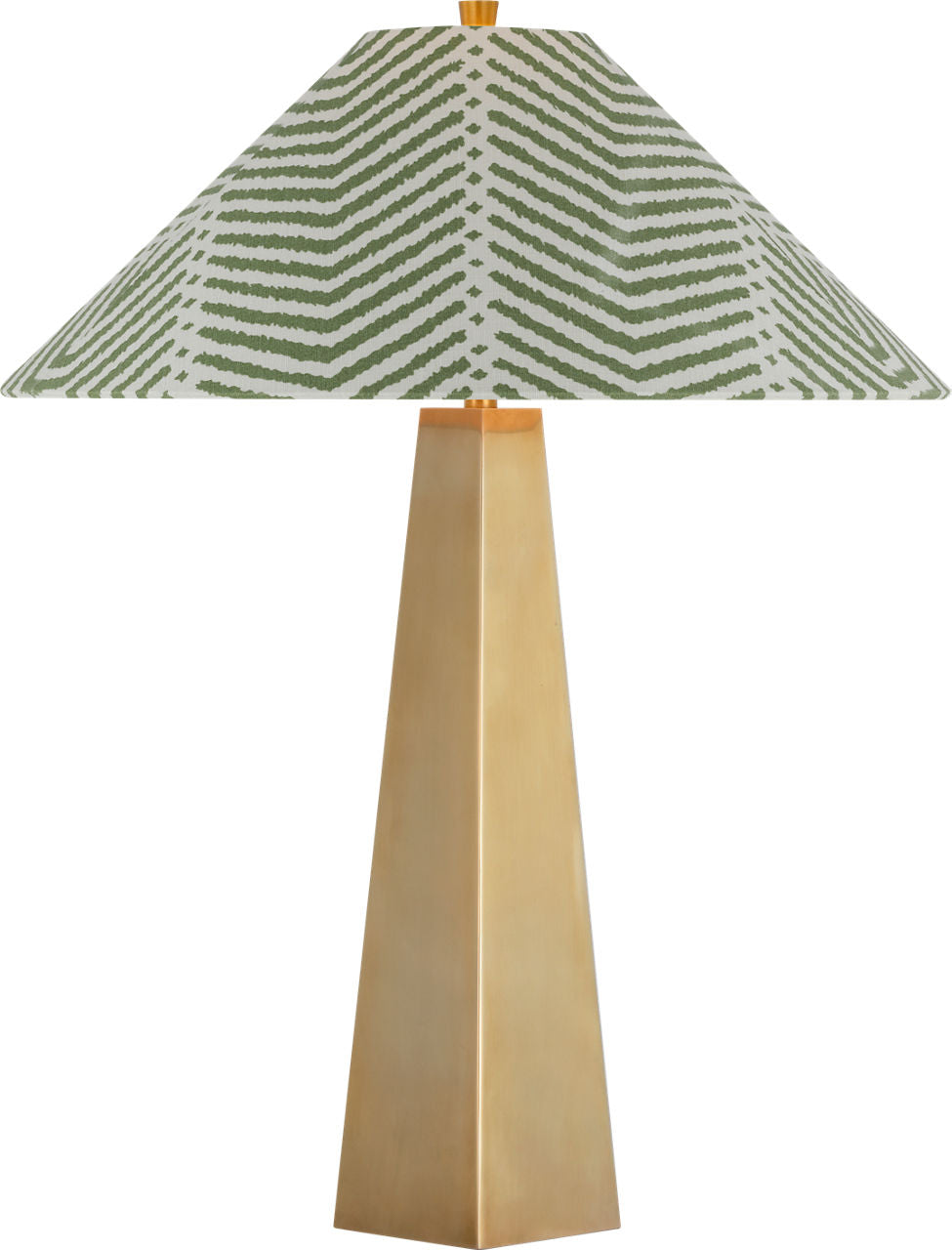 Zoran Medium Table Lamp | Hand-Rubbed Antique Brass | Schumacher 21" Verde La Jolla Flare Shade