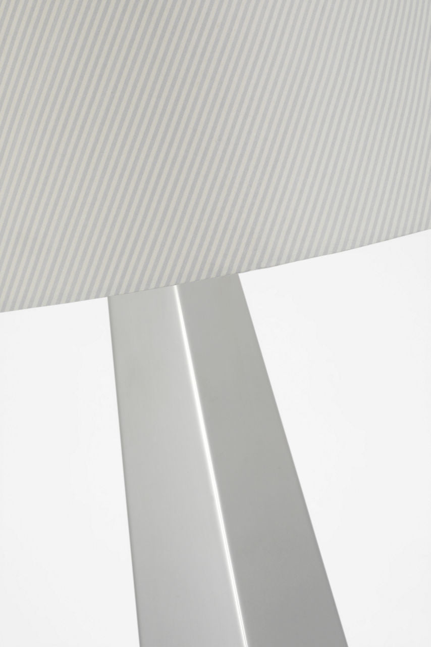 Zoran Medium Table Lamp | Polished Nickel | Schumacher 16" Blue Charee Stripe Empire Shade
